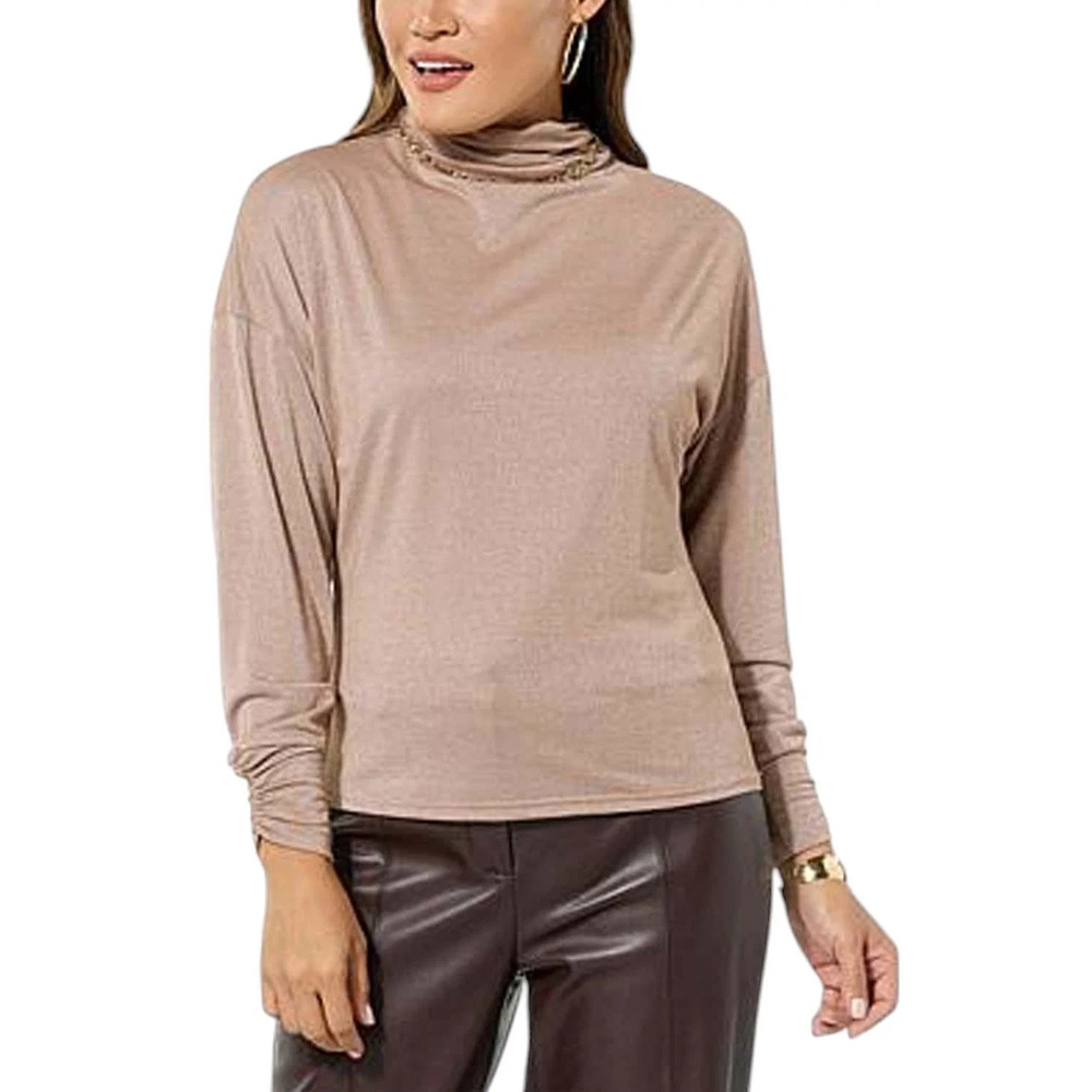 LB70 by Lloyd Boston Women's Draped Drama Dolman Top Biscuit - Regular